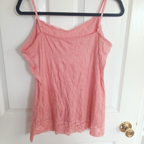 Maurices Womens Lace Trim Cami Tank Top Size L Pink Stretch Romantic Preppy Y2K - Picture 5 of 5